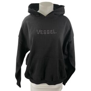 Vessel Women's Black Hoodie Hooded Logo Long Sleeve Sweatshirt Top Size XXL